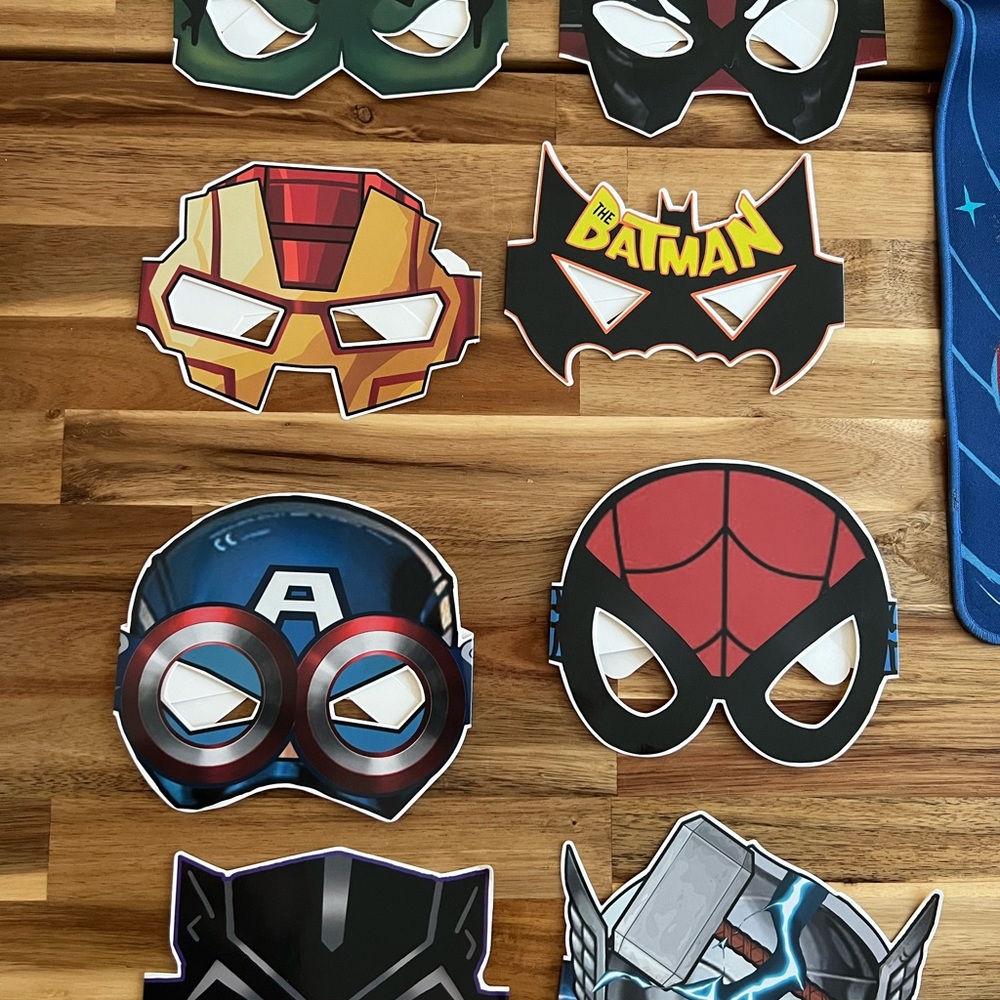 Superhero Party Masks Set - Captain America, Iron Man, Spider-Man & More